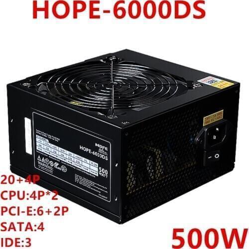 New PC PSU For Great Wall Brand ATX AMD INTEL Ative Silence Rated 500W Peak 600W Power Supply HOPE-6000DS