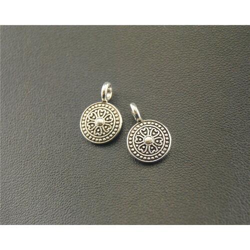 10pcs Silver Color Round Drop Charm Fit Bracelets Necklance DIY Metal Jewelry Making 9x15mm A1552