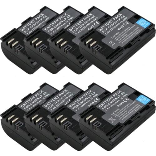 Wholesale 8PCS 7.4V 2650mAh LP-E6 LP E6 LPE6 LP-E6N lp e6n Battery pack For Canon 5D Mark II III 7D 60D EOS 6D 70D 80D