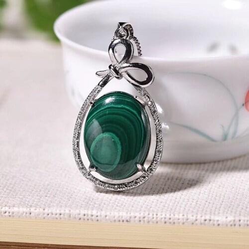 Wholesale Peacock Malachite Natural Stone Water Drop Pendants Necklace DIY For Men Women Semi-precious Jewelry JoursNeige