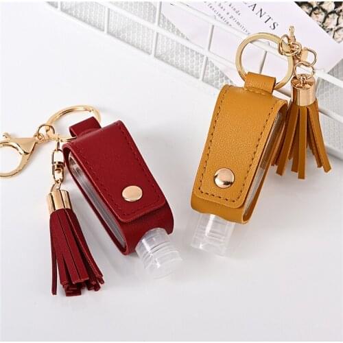 Portable Hand Sanitizer Bottle Keychain Holder Cleanser Cosmetic Container Removable Travel Cover Set Gel Bottle