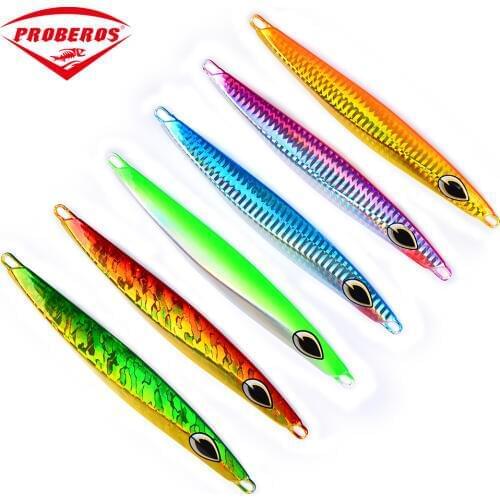 Pro beros 1PCS Jigging Fish Lead 140G/14.5CM Metal Jig Fishing Tackle 4 Colors Paillette Knife Wobbler Artificial Hard Bait