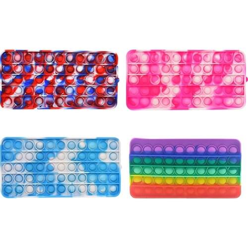 Rectangular Pencil Case Silicone Push Bubble Fingertip Decompression Crafts Anti-Stress Insulation Coaster Zipper Storage Bag