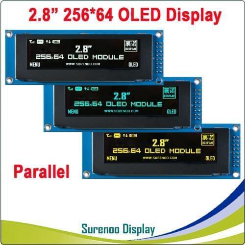 Real OLED Display, 2.8" 256*64 25664 Dots Graphic LCD Module Display Screen LCM Screen SSD1322 Controller Support SPI