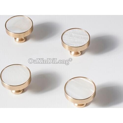 Luxury European 20PCS Brass + Pearl Shell Cabinet Door Handles Cupboard Wardrobe Drawer Kitchen Wine Cabinet Pulls Handles&Knobs