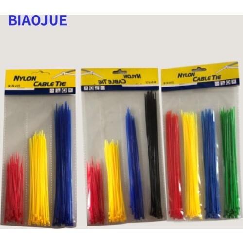 Self-locking color nylon tie 3x100,150,200mmTidy up the wires nylon cable ties National standard Red, yellow, blue nylon ties