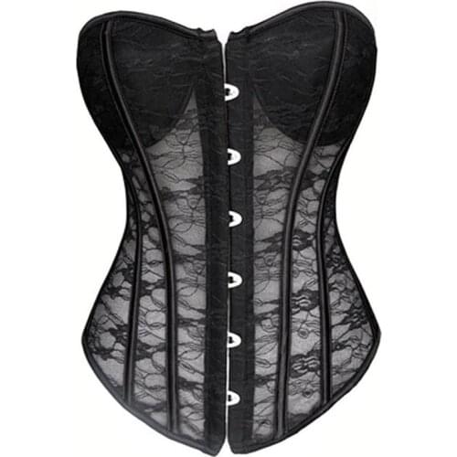 Sexy Corsets And Bustiers Women Lace Floral Bodice Party Corset with Cup Wedding Vintage Overbust Corsette Erotic Lingerie