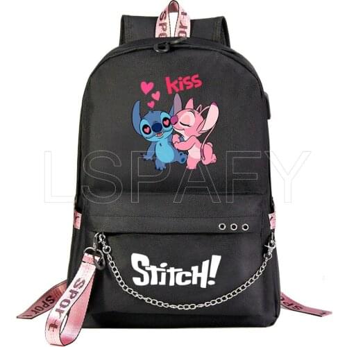 Disney Cartoon Stitch Schoolbag USB Backpack For Students Boys Girls School Bags Beautiful Pattern Backpack Mochila Infantil