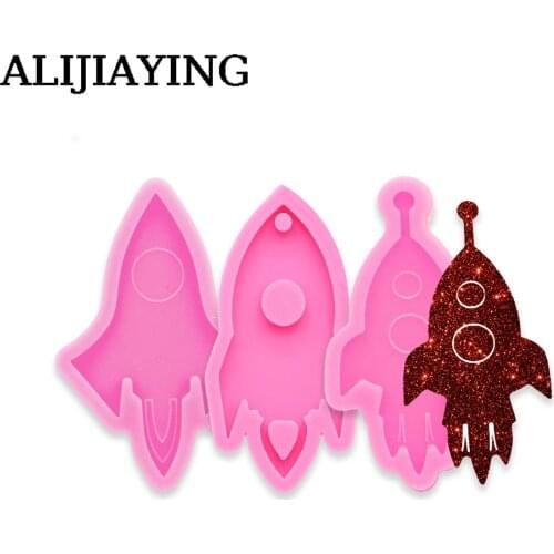 DY0184 Glitter rocket shape silicone mold DIY keychain parts molds craft keyring pendant jewelry keychains mould