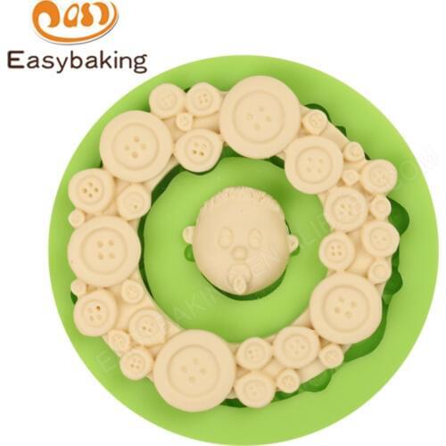 DIY Fondant Cake Decorating Tools Buttons Frame Baby Head Shape Cold Porcelain Chocolate Wedding Cupcake Silicone Molds
