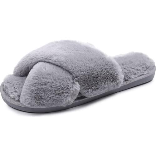 NEWDISCVRY Winter Women House Slippers Faux Fur Fashion Warm Shoes Woman Slip Female Slides Black Pink Cozy Home Furry Slippers
