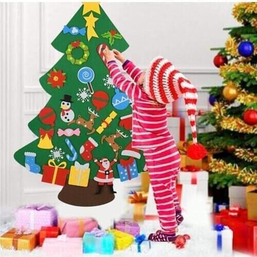 Tronzo DIY Felt Christmas Tree Artificial Tree Wall Hanging Ornaments Gifts Kids Toys Christmas Decoration for Home Navida 2021