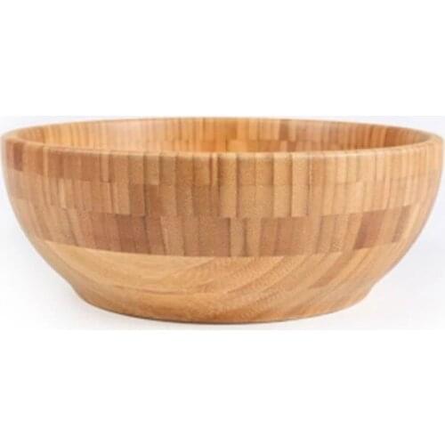 Japanese Style Round Bamboo Bowl Soup Salad Noodle Rice Fruit Food Container Shock-proof Holder Children Bamboo Large Bowl
