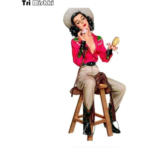 WCS973 Retro fashion girl car sticker PVC colorful Decals Waterproof sticker on Car Body Rear Window