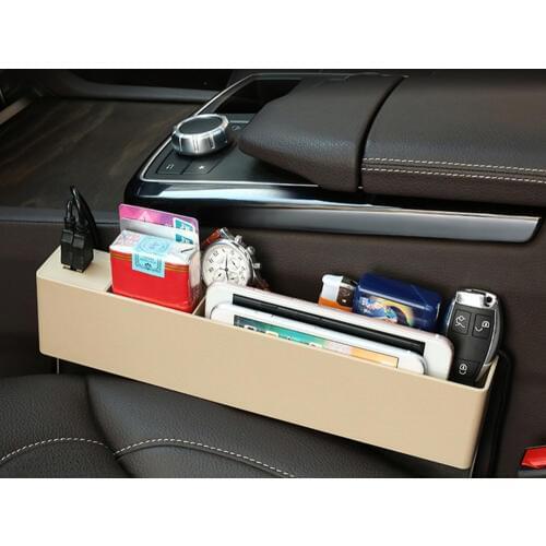 1 pcs Multi - function Double USB Charger Left/Right Seat Crevice Storage Box Cup Holder Auto Gap Storage Box Car Accessories