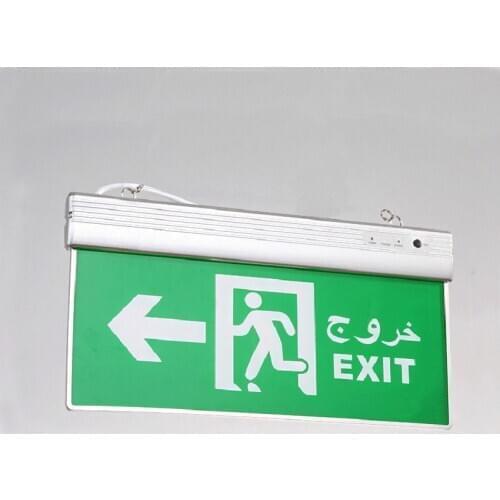10PCS Arabic خروج EXIT LED Emergency Light Hanging Acrylic White Double Side Patterns Fire Indicator Lights Çıkış Custom Design