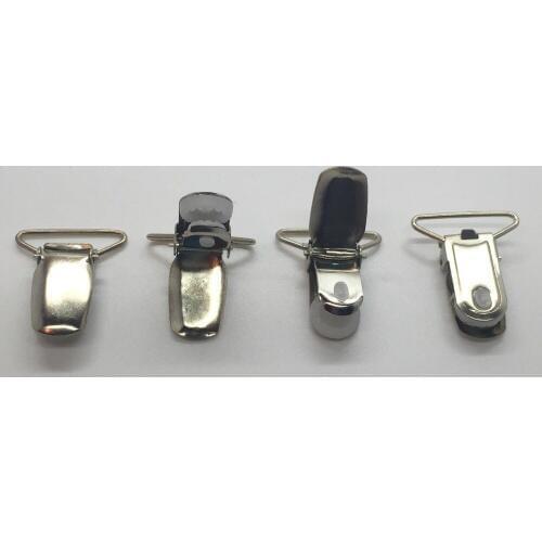 20 SILVER METAL BRACE DUMMY SUSPENDER CLIPS WITH PLASTIC TEETH HOLDER STRAP GRIPS CRAFT 34x24mm