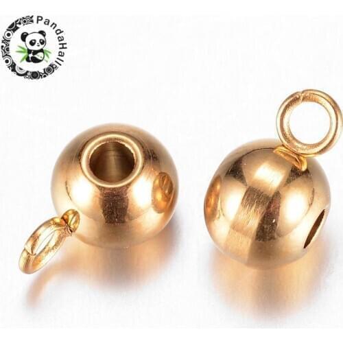 200pcs 304 Stainless Steel Hanger Links Rondelle Bail Beads Jewelry Making Findings Golden, 9x5x6mm, Hole: 2mm