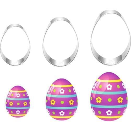 3pcs/set Stainless Steel Easter Eggs Biscuit Cutter Cookie Cake Mold Kitchen Sugarcraft Baking Pastry Tool