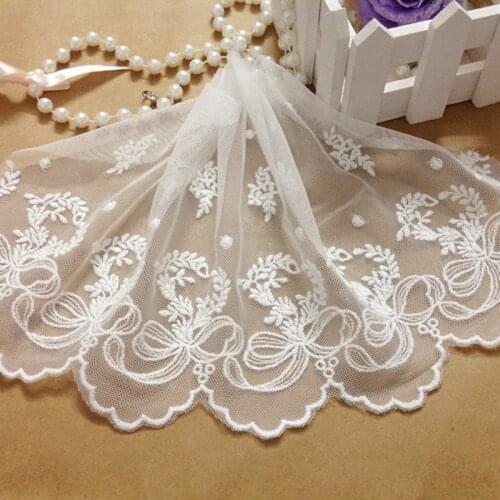 5Yard/lot Handmade diy lace fabric beige white 21cm-42cm wide lace trim clothing wedding dress accessories