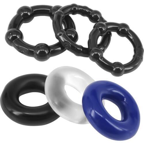 6pcs Super Stretchy Strong Donut Cock Rings Stop Premature Ejaculation Erection Penis Ring Sex Toys for Men