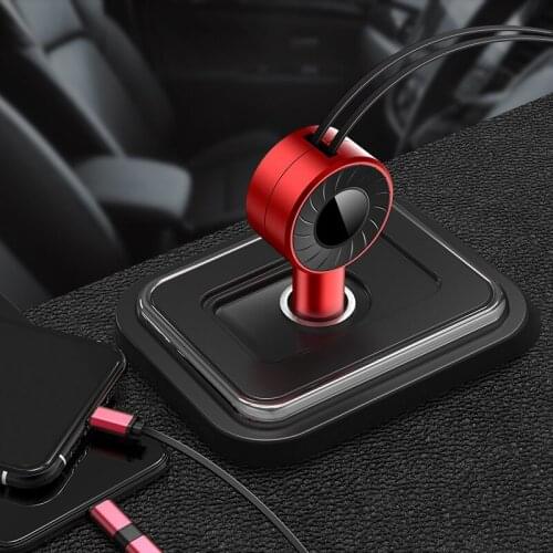 Car Charger with Retractable 3 in 1 USB Cable Quick Charge Charge for IPhone Android Micro-USB Type-C Samsung