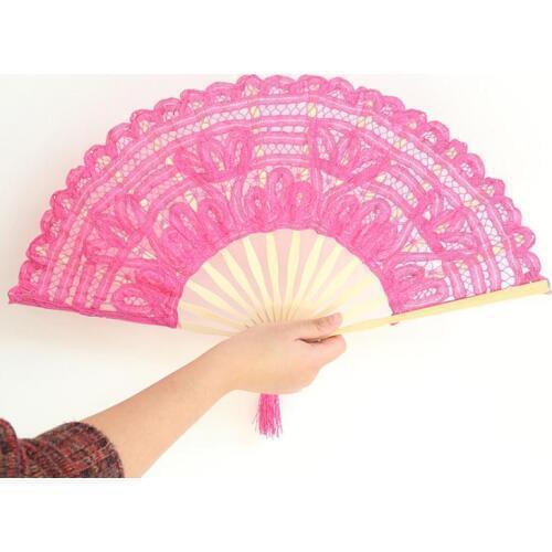 Free Shipping Handmade 27cm Mixed color Embroidered lace wedding Fan Wedding Gifts Party Favors Hand Fan SN2680
