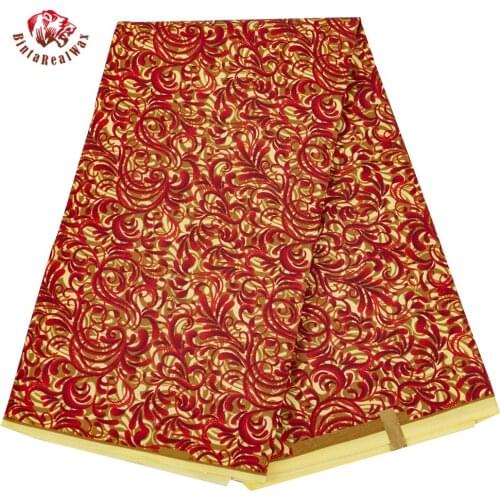 Bintarealwax African Fabric Patchwork Fabrics for Dress Sewing Crafts Material Polyester Breathable Tissu 6 Yards/lot FP6433