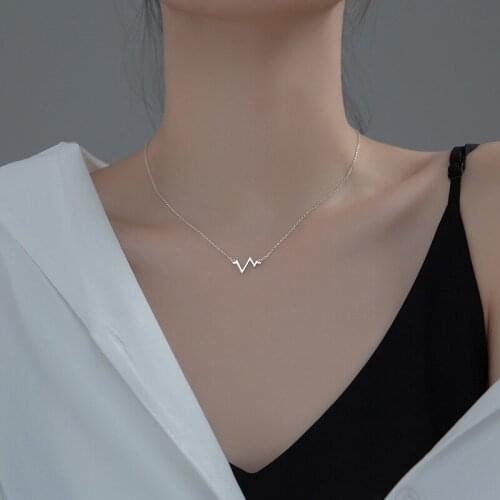 Enosola 925 Sterling Silver Chain Necklace Simple Coastline Wave Silver Necklace Simple Jewelry for Women & Girls Party Gift