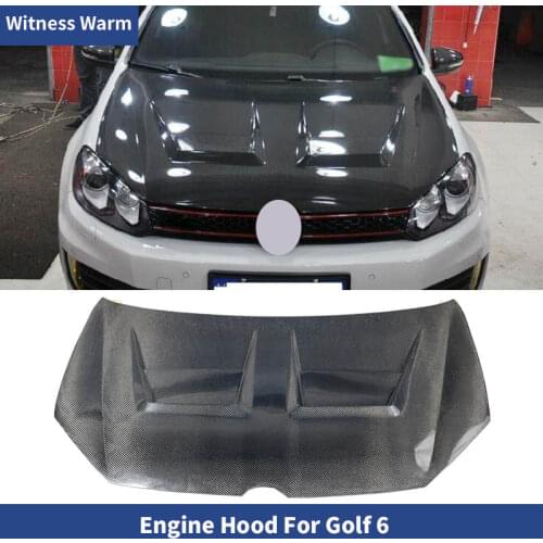 Golf 6 Carbon fiber Car engine hood cover for Volkswagen Golf6 bonnet car body kit 2009-2013