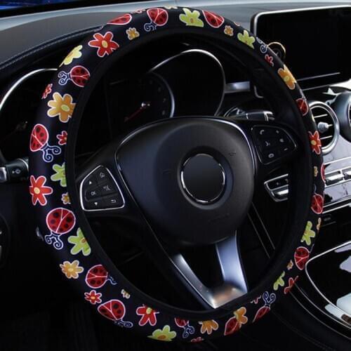 Car Steering Wheel Cover 37cm-38cm Universal Flowers Print Anti-slip Car Styling Steering Wheel Covers Car Accessories Interior