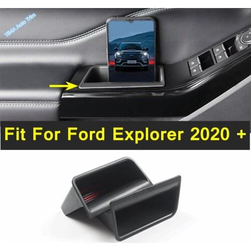 Lapetus Auto Styling Black Inner Side Door Storage Box 2PCS Fit For Ford Explorer 2020 2021 Plastic Interior Parts Accessories