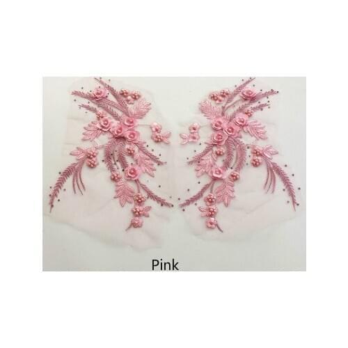 Colored Beaded Hot Drilling Embroidery Three-dimensional Lace Wedding Handmade DIY Material Fashion Clothes Decorative Patch