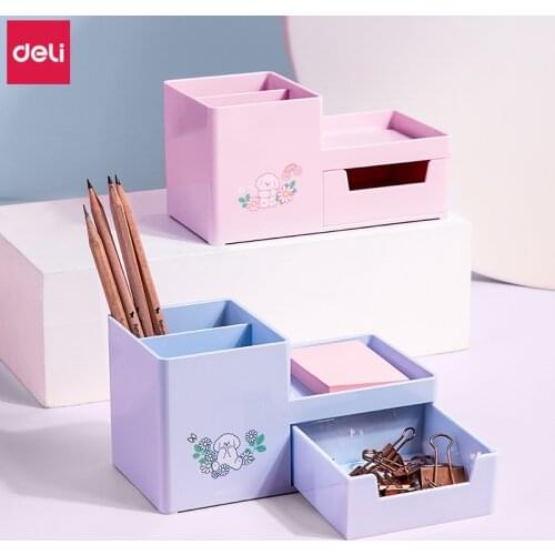 Deli New Cute Pen Holder Pencil Organizer Kids Pencil Holder Pencil Cup Office Supplies Desk Accessories Stationery Storage Box