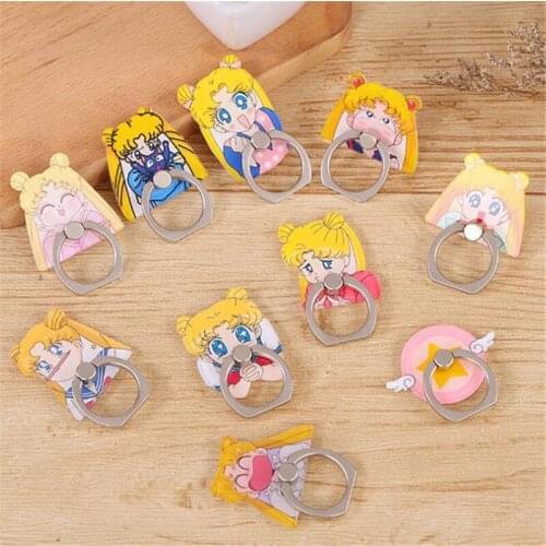Mobile Phone Holder Stand Cartoon Cute Moon Girl Cartoon Finger Ring Smartphone Stand Holder For iPhone Acrylic All Smart Phone
