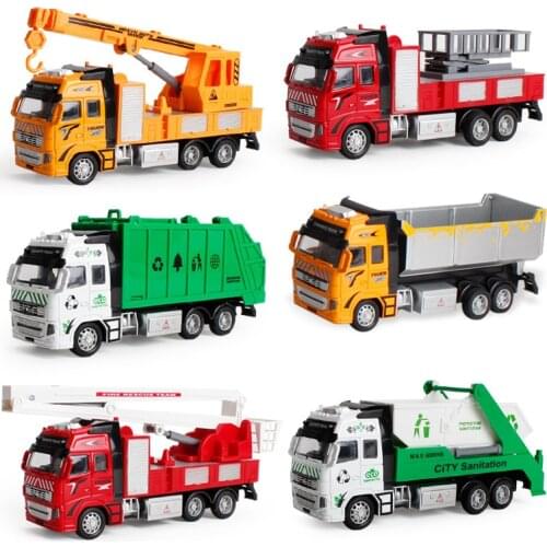 Children Gift large simulation alloy pull back engineering vehicle fire truck Sanitation vehicle excavator model boy toy car