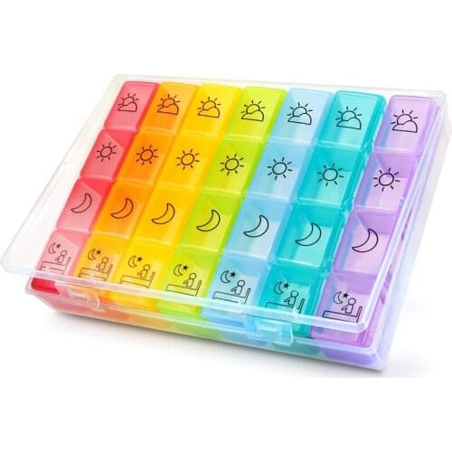 Weekly Pill Organizer, 2Nd Gen Extra Large Pill Box Case (7-Day / 4-Times-A-Day) With Huge Compartments To Hold Plenty Of Fish