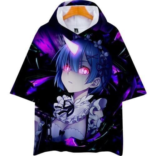 Re Zero 3D Hooded T shirt Men Women Kids Rem and Ram Anime Hoodie T-shirt Harajuku Streetwear Tee Tshirt Brand Clothes