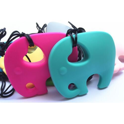 HOT! 10pcs/lot Elephant Silicone Pendant or Teether - Mix colors Silicone Nursing Necklace, silicone elephant Pendant
