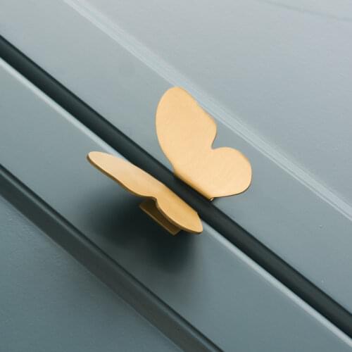KK&FING 1PC Modern Butterfly Brass Furniture Handles Bedroom wardrobewood Drawer Pulls Wardrobe Dresser Cupboard Drawer Knobs