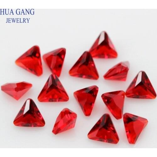 Red Triangle Shape Princess Cut Loose Glass Beads Synthetic Gems For Jewelry Size 3x3~10x10mm Free Shipping