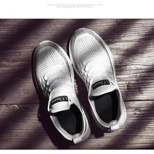 White Black Sneakers Men Knitted Sports Shoes Adult Teenager Tennis Casual Sneakers Male Summer Cool Shoes Running Non Slip Sole