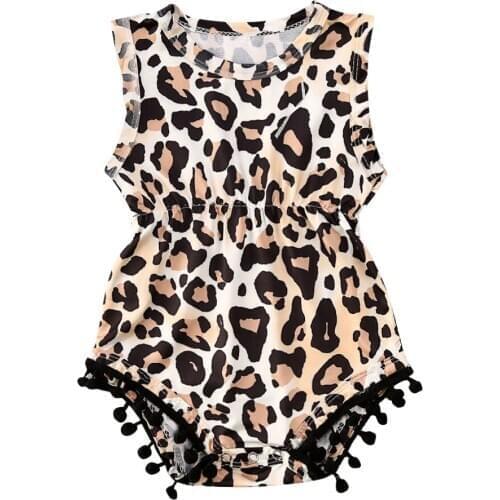 Summer Cute Newborn Baby Girl Clothes Leopard Cactus Sleeveless Bodysuit Jumpsuit Outfits Summer Swimwear