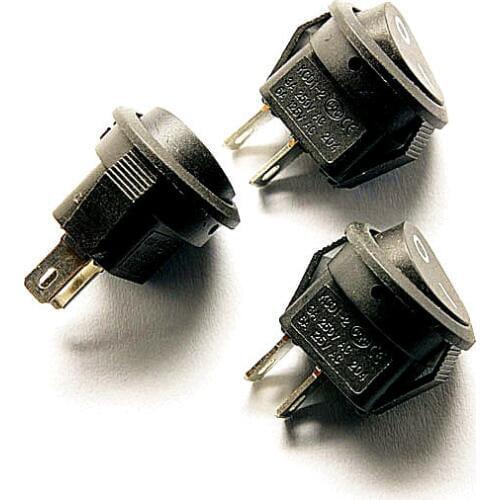 50PCS/LOT Small Round Rocker Switch Black 2 feet 2 files rocker switch 3A/250V 6A/125V