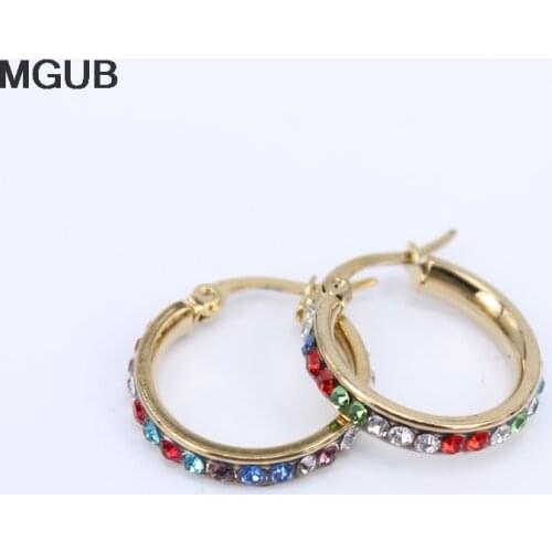 MGUB 20mm 25mm color full crystal earrings 4MM width The preferred wedding jewelry Beautiful and beautiful Women gifts HX15