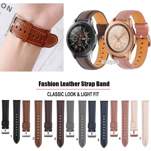 20mm 22mm Fashion Leather Watch Band Strap for Samsung Galaxy Watch 42mm 46mm Replacement Wrist strap Elegant Bracele