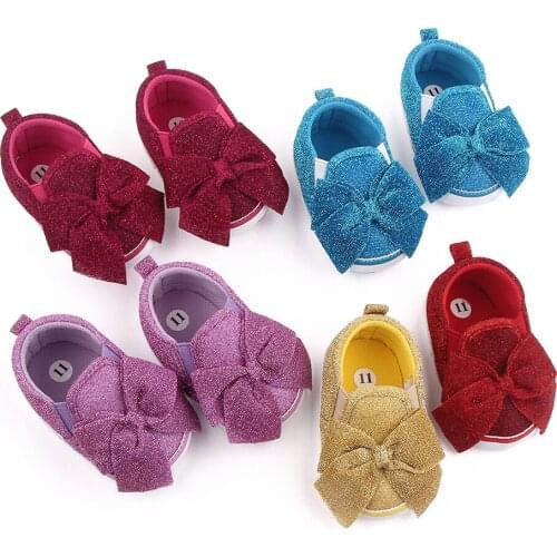 Newborn Baby Shoes First Walkers Cute Baby Girls Shoes Princess Shoes Gold Pink Butterfly Bow Baby Moccasins