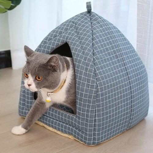 Washable Pet Bed Collapsible Cat Bed Pet Cat Mattress Soft Shape Dog Kennel Winter Pet Cave Dog House Warm Sleeping Cat Litter