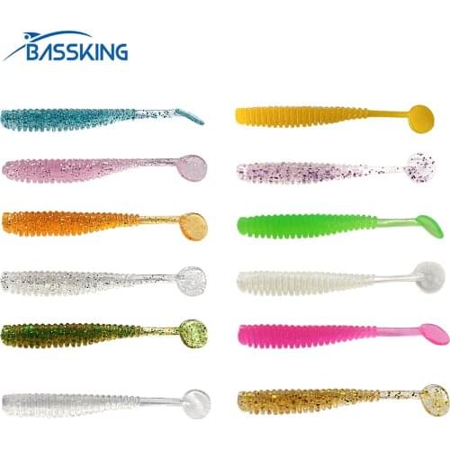 BASSKING Soft Fishing Lure 43mm 0.4g Silicone Bait Shad Worms Bass Pike Grubs Swimbait Rubber Rock Fish Lure High Quality Leurre
