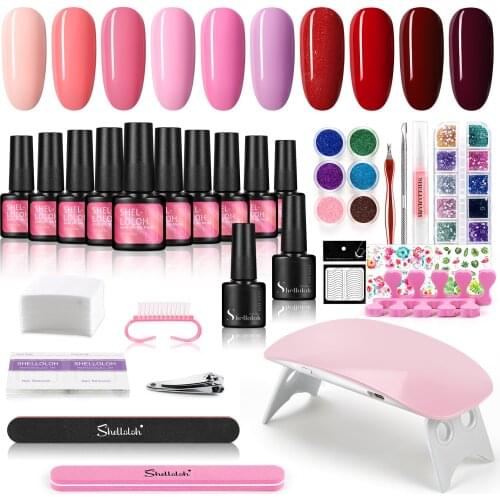 Shelloloh 6/8/10 Pcs Gel Nail Polish 6W UV LED Nail LamP Dryer All For Manicure Tool Set Kit Soak Off Gel Varnish Nail Art Tools